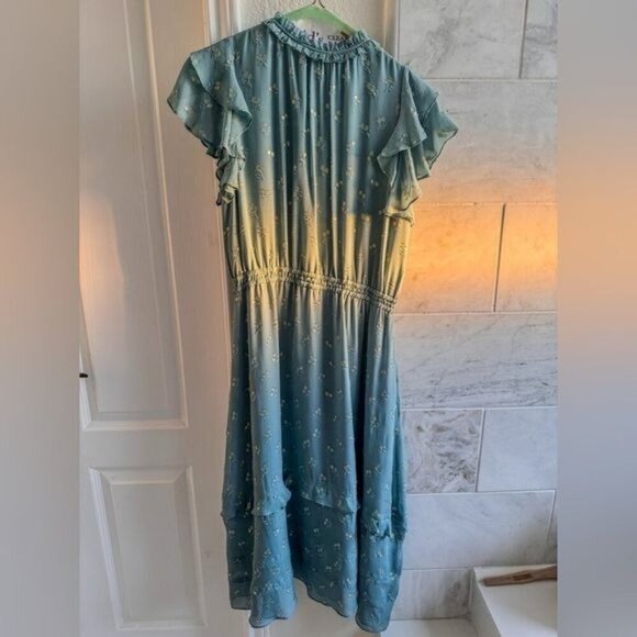 Anthropologie Dolan Cronulla Textured Midi Dress Small Sage w/Gold Accents - Picture 8 of 8